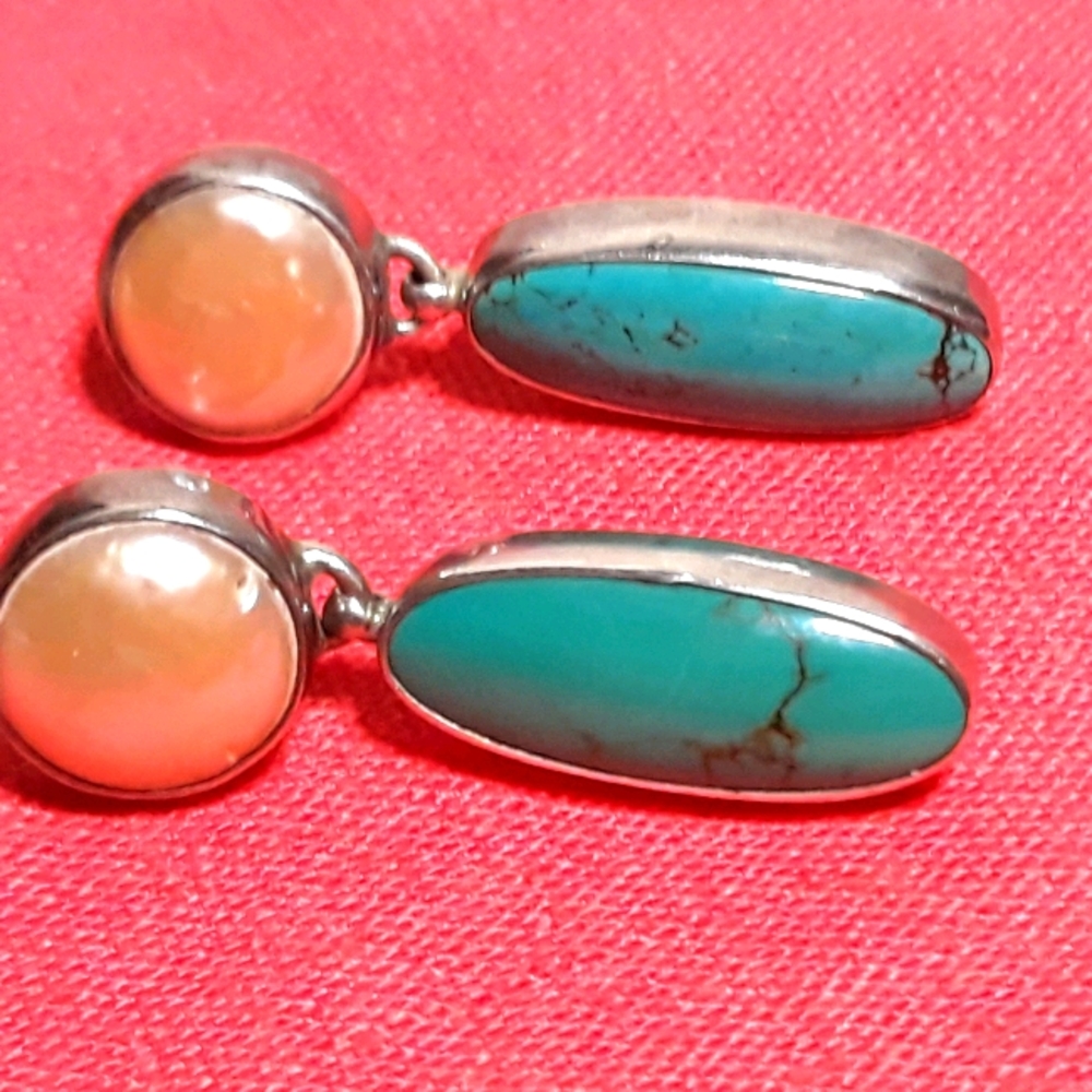 ❤❤ 925 SILVER TURQUOISE AND MOTHER OF PEARL